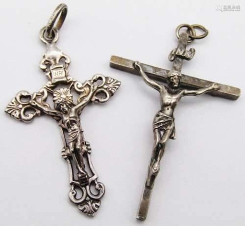 2-STERLING RELIGIOUS CROSS CATHOLIC PENDANTS