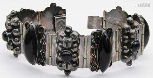 VTG 7.5 STERLING PANEL BRACELET WITH ONYX