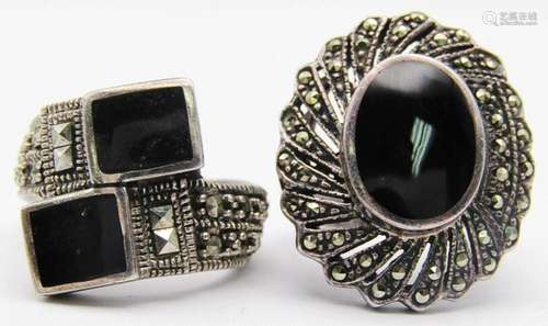 2-VINTAGE STERLING MARCASITE RINGS WITH