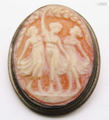 VTG 800 SILVER CAMEO BROOCH/PENDANT WITH