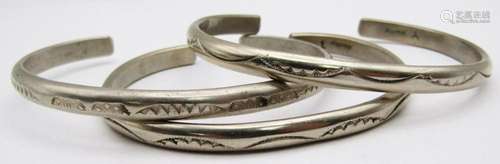 3-STERLING CUFFS WITH SOUTHWESTERN ENGRAVED