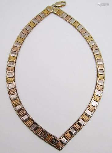 GORGEOUS ITALY STERLING MULTI TONED NECKLACE