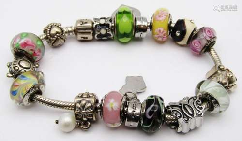 VINTAGE PANDORA BRACELET LOADED WITH CHARMS!