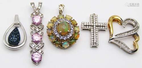 5-STERLING FASHION PENDANTS