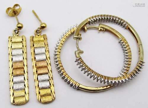 2-PAIRS OF STERLING PIERCED EARRINGS: (1)HOOPS