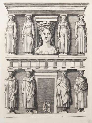 MARCANTONIO RAIMONDI, LA FACADE AUX CARIATIDE, HELIOGRAVURE