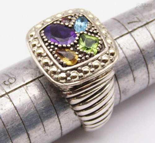 925/18K EFFY FASHION RING WITH MULTI COLORED