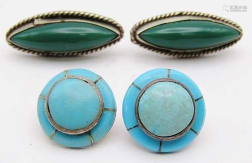 2-SOUTHWESTERN STERLING EARRINGS: (1)PIERCED