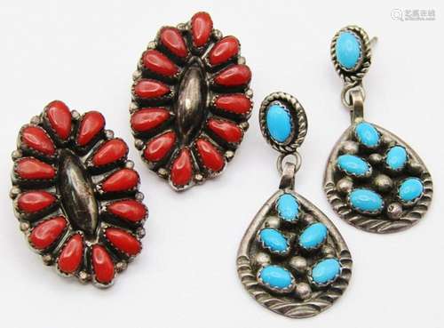 2-PAIRS OF SOUTHWESTERN STERLING EARRINGS