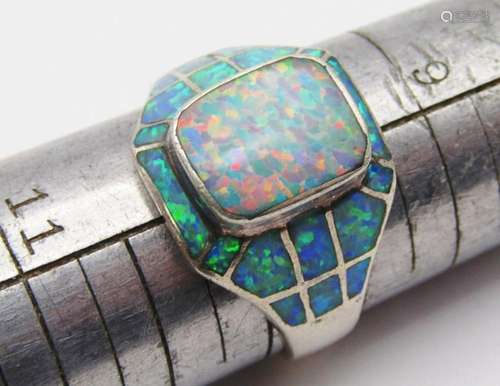 DRFJR STERLING OPAL INLAY RING SIZE 10