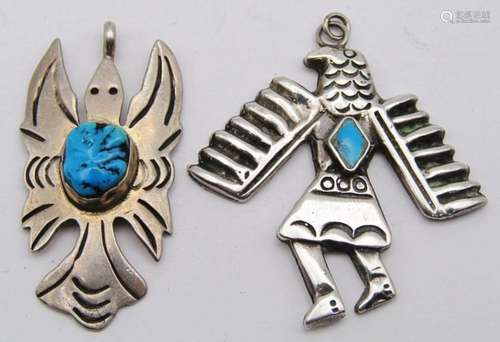 2-SOUTHWESTERN STERLING THUNDERBIRD PENDANTS