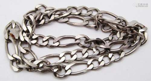 22 INCH MEN'S FIGARO STERLING NECKLACE/CHAIN