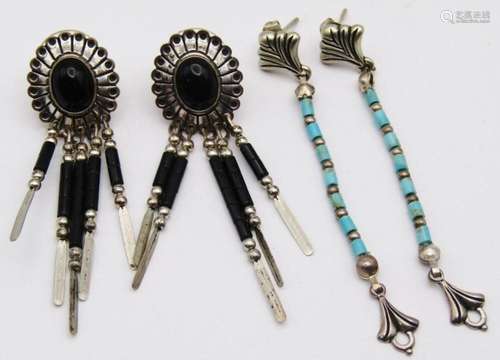 2-PAIRS OF SOUTHWESTERN PIERCED DANGLY EARRINGS