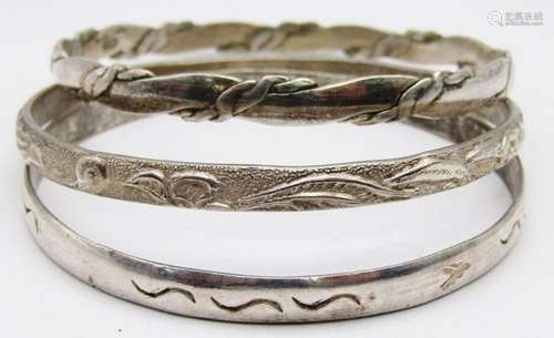 3-MEXICO STERLING BANGLES WITH DIFF DESIGNS