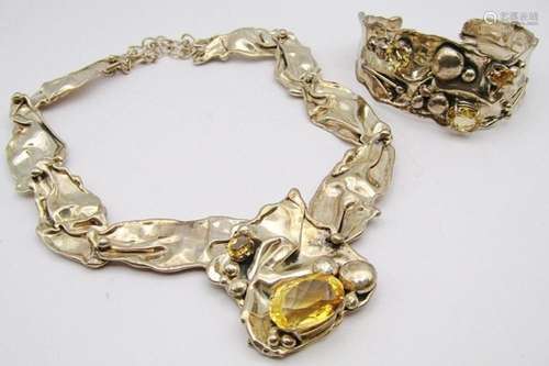 SET! GORGEOUS STERLING NECKLACE WITH CANARY