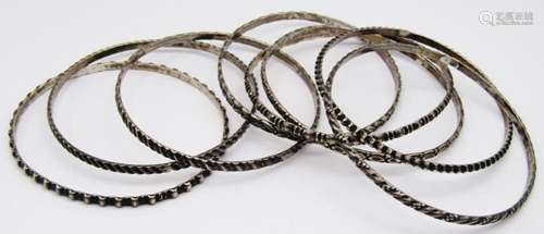 8-STERLING BANGLES DIFF DESIGNS & GREAT FOR