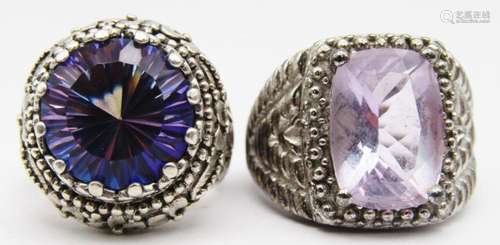 2-STERLING FASHION BLING RINGS WITH PURPLE