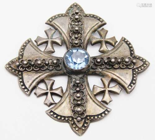 JERUSALEM 900 SILVER CROSS PENDANT WITH BABY