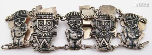 900 SILVER TIKI MAN STERLING PANEL BRACELET