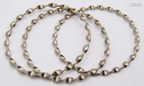 3-STERLING TWISTED BANGLES