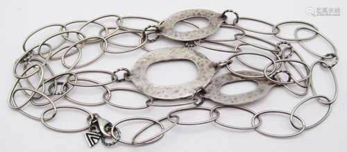 STERLING OVAL LINKED NECKLACE WITH HAMMERED