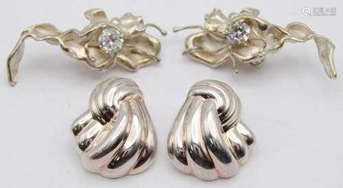 2-PAIRS OF UNIQUE STERLING PIERCED EARRINGS