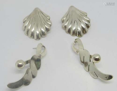 2-PAIRS OF STERLING PIERCED EARRINGS: (1)TS-79