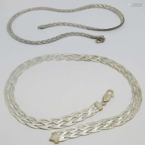 2-ITALY STERLING BRAIDED STYLE NECKLACE/CHAINS