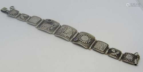 VINTAGE STERLING PANEL BRACELET WITH SUN