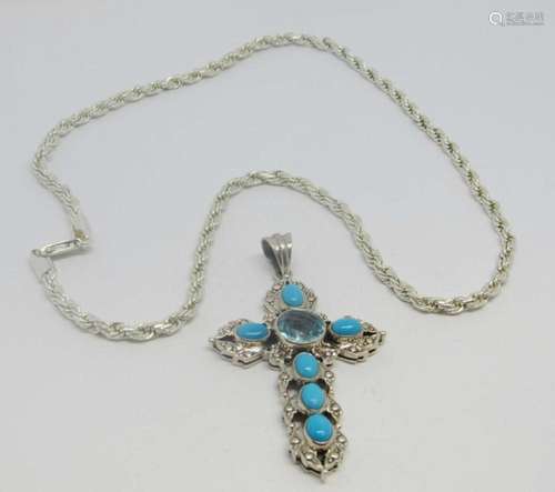 GORGEOUS STERLING CROSS PENDANT WITH SLEEPING