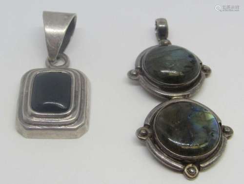 2-VINTAGE STERLING PENDANTS WITH STONE