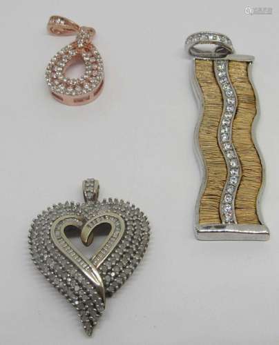 3-GOLD TONED STERLING FASHION PENDANTS