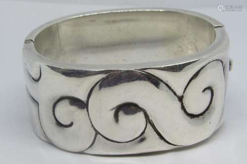 ZINA STERLING HINGED CUFF WITH SCROLL DESIGN