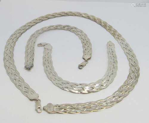 SET! ITALY STERLING BRAIDED STYLE NECKLACE WITH