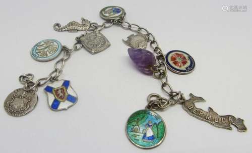 VITNAGE STERLING CHARM BRACELET WITH ENAMEL