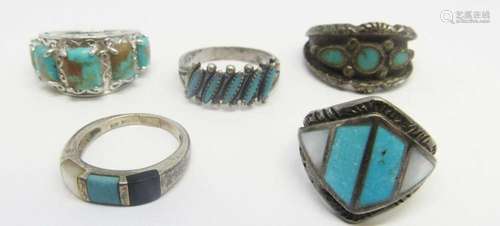 5-SOUTHWESTERN STERLING RINGS