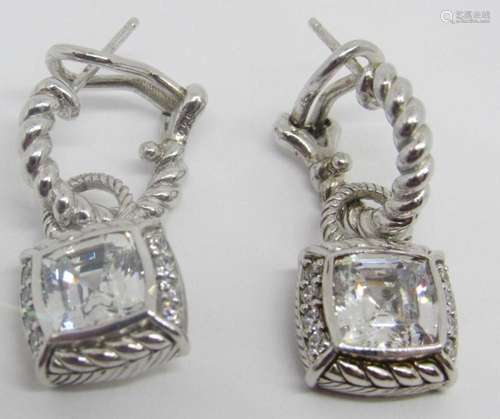 JUDITH RIPKA STERLING PAIR OF PIERCED DANGLY