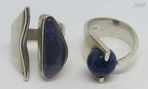 2-UNIQUE STERLING RINGS WITH LAPIS AND PURPLE