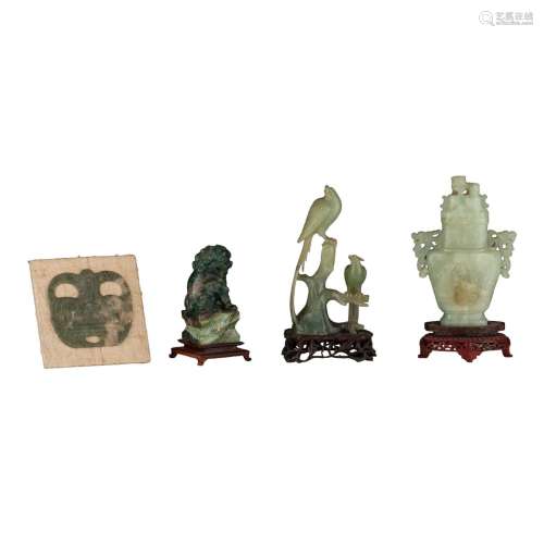 A collection of Chinese jadeite carvings, mostly late Qing, ...