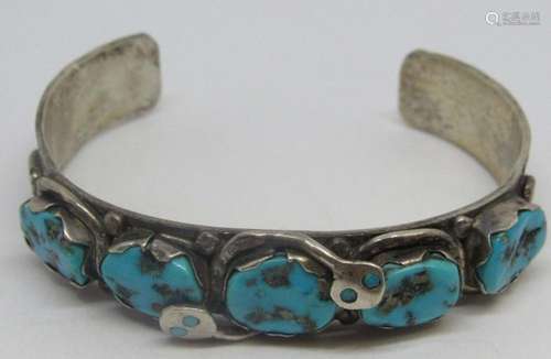 EFFIE C ZUNI SERPANT CUFF WITH TURQUOISE