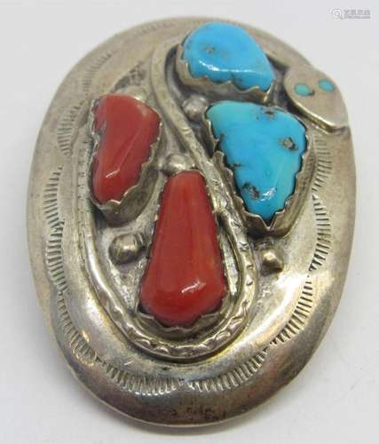 EFFIE C ZUNI SERPANT BEL BUCKLE WITH TURQUOISE