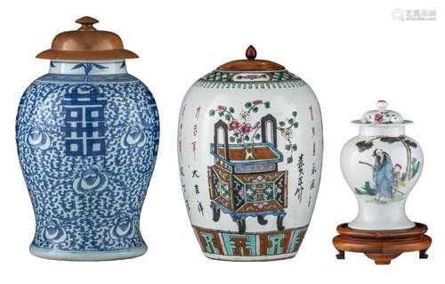 A collection of three Chinese ginger jars, late 19thC/Republ...