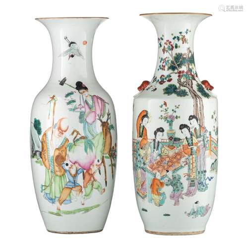 A Chinese famille rose 'Immortals' vase and a Qianjiangcai '...