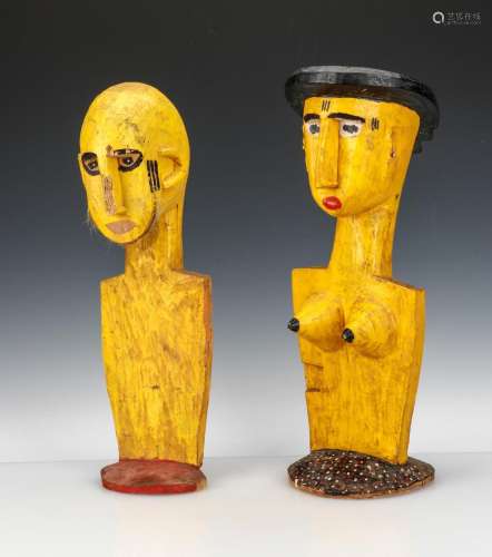 Pair of African Bamana Marionette Puppet Figures, Mali