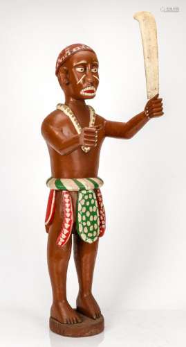 African Ewe Painted Altar Figure of a Warrior, Togo, Ht. 46&...
