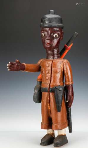 African Ewe Painted Altar Figure of a Soldier, Togo, Ht. 31&...