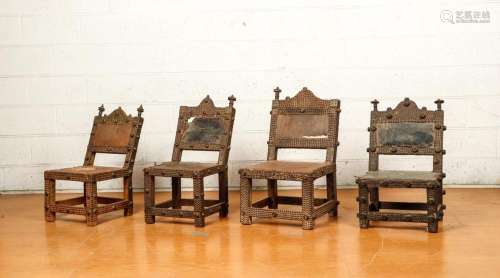 4 African Akan Royal Asipim Chairs, Ghana