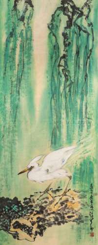 A Chinese 'Bird' scroll painting, ink and watercolour on pap...