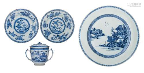 A collection of Chinese blue and white porcelain ware, Qianl...