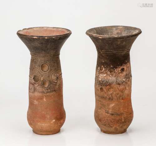 2 African Nupe Terracotta Pot Supports, Nigeria